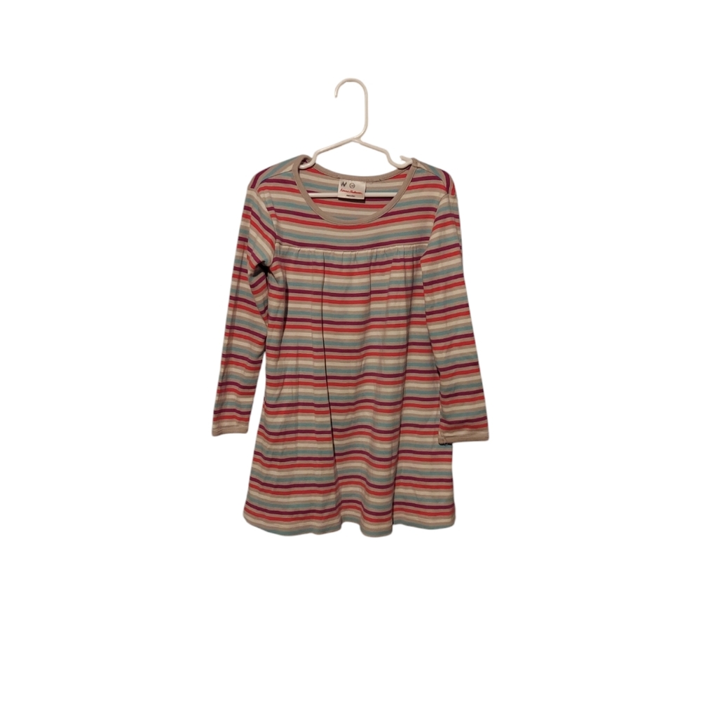 Hanna Andersson Dress Size 110, 5 Multicolor Long Sleeve Striped School Cotton